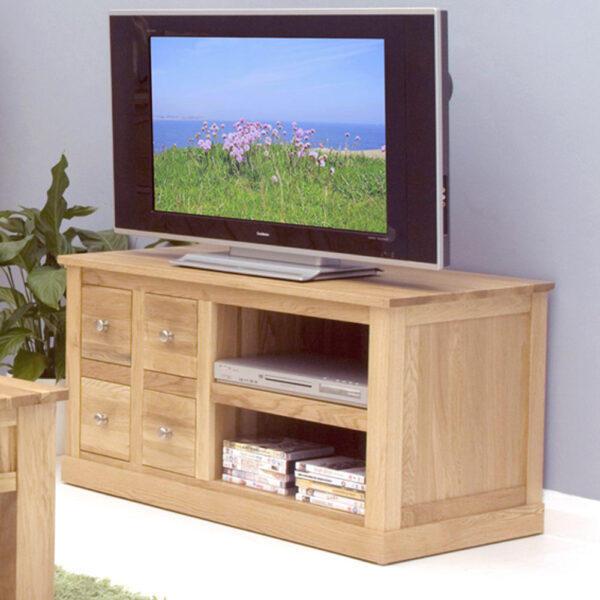 North Bay Oak Four Drawer TV Cabinet | Fully Assembled