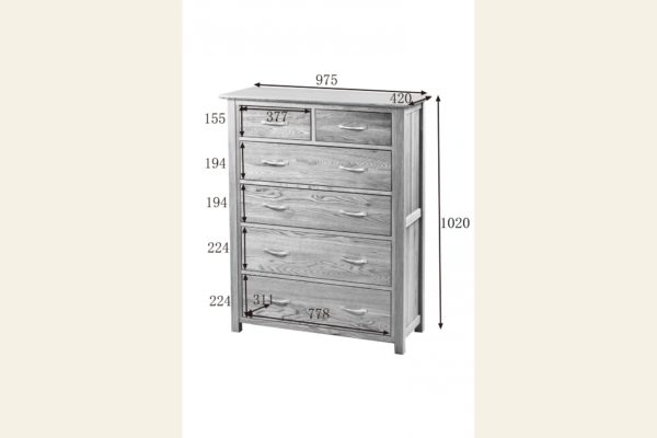 Devon Oak 2 Over 4 Chest With 6 Drawers | Fully Assembled