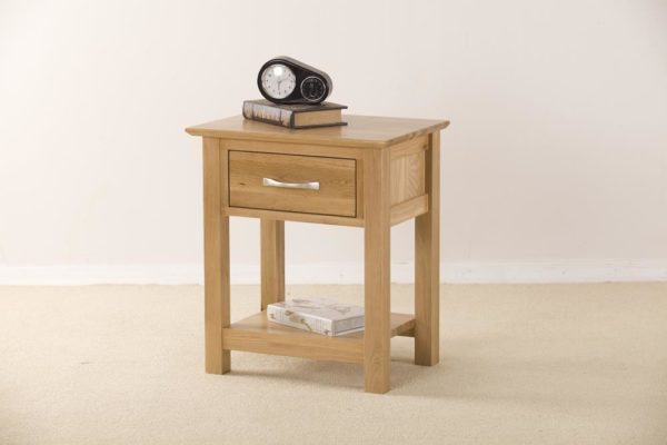 Devon Oak Bedside Cabinet / Lamp Table With Drawer | Clearance