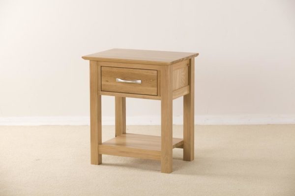 Devon Oak Bedside Cabinet / Lamp Table With Drawer | Clearance