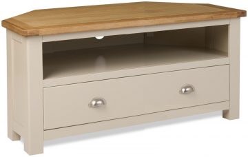 Tynedale Stone Grey Painted Corner TV Unit | Fully Assembled