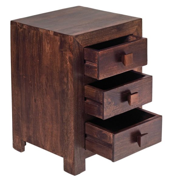 Malda Dark Mango Three Drawer Unit | Fully Assembled