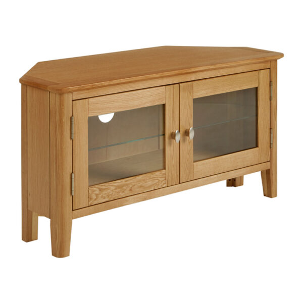 Denby Oak Corner TV Unit | Fully Assembled