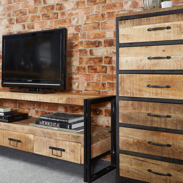 Black Memphis Industrial Console Table