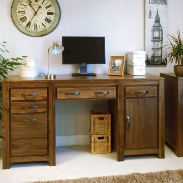 Kingston Walnut Twin Pedestal Computer Desk