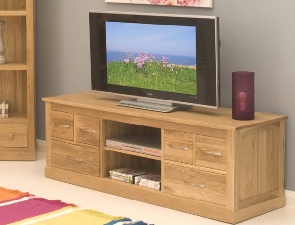 North Bay Oak Widescreen TV Cabinet | Fully Assembled