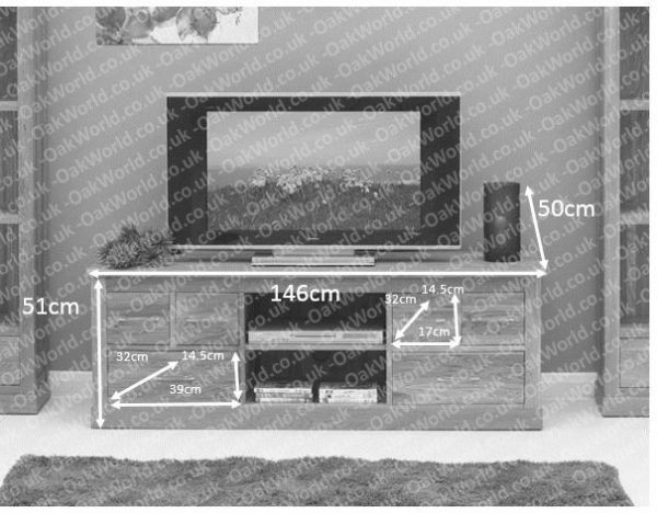 North Bay Oak Widescreen TV Cabinet | Fully Assembled