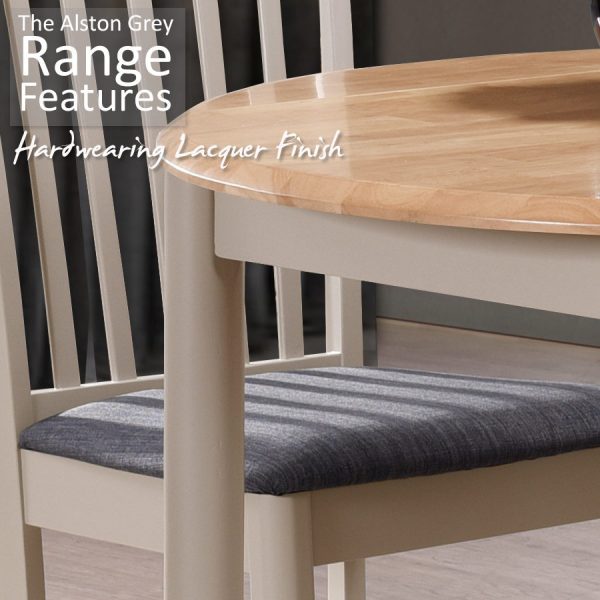 Alston Painted Grey Drop Leaf Dining Table With Oak Top | 61 - 97cm