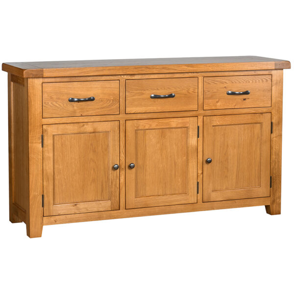 Summer Waxed Oak 3 Door 3 Drawer Sideboard | Fully Assembled