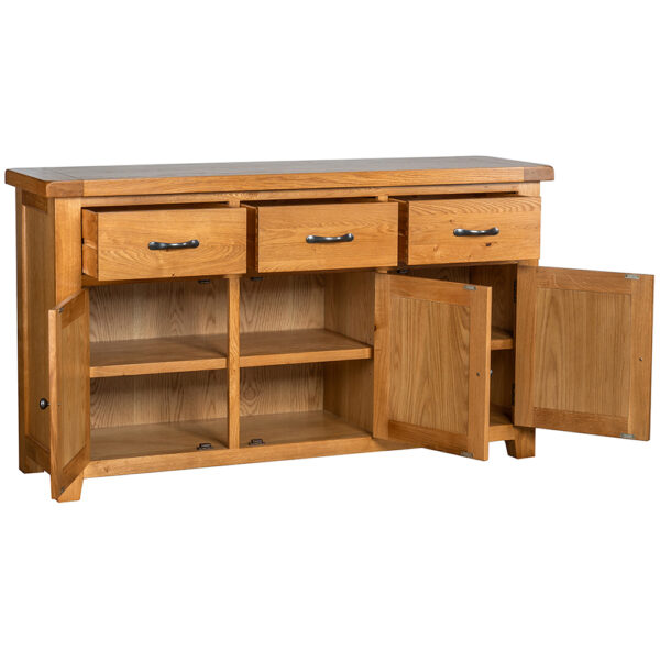Summer Waxed Oak 3 Door 3 Drawer Sideboard | Fully Assembled