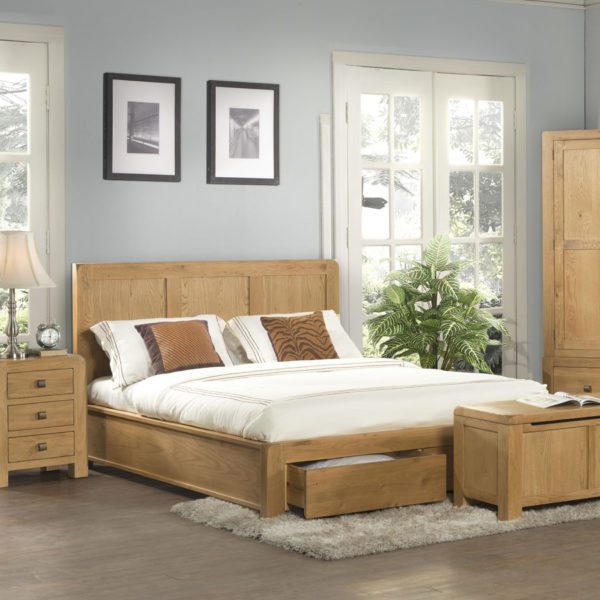 Haven Waxed Oak Double Wardrobe With 2 Drawers