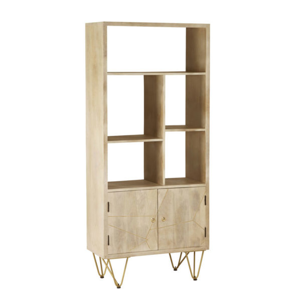 Light Gold Large Mango Bookcase 2 Door