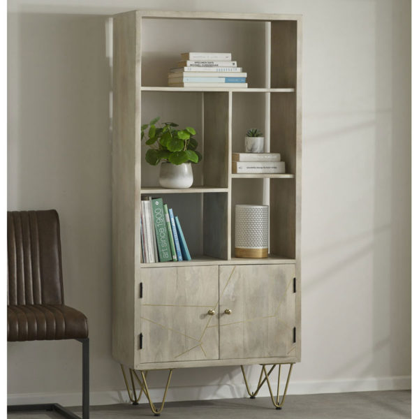 Light Gold Large Mango Bookcase 2 Door