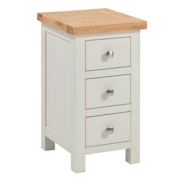Wynyard Ivory Narrow 3 Drawer Bedside Table | Fully Assembled