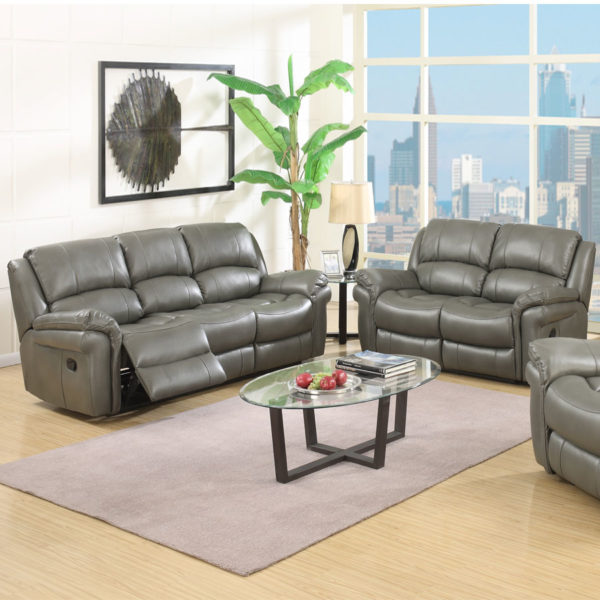 Farnham Grey Leather 3+2 Recliner Suite