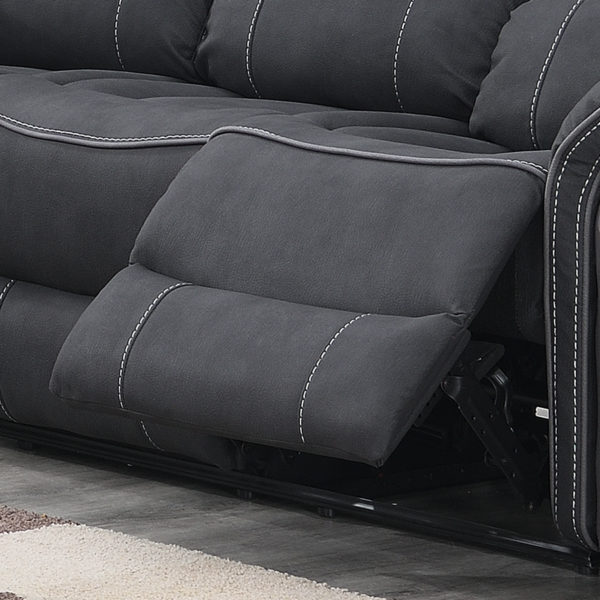 Kingston Fusion Charcoal Fabric Sofa 3 Seat Recliner Grey