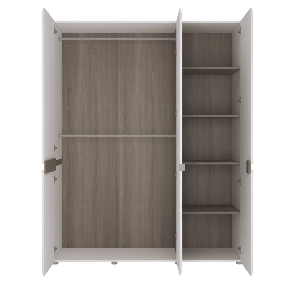 Chelsea White 3 Door Wardrobe With Mirror And Internal Shelving