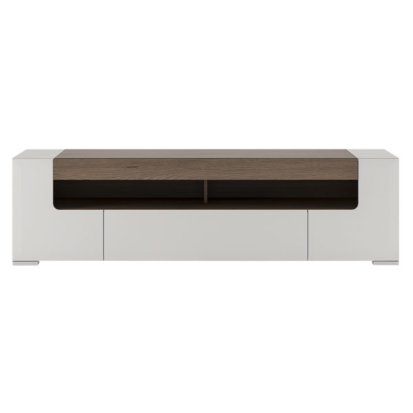 Signature White 190cm wide TV Cabinet | Self Assembly