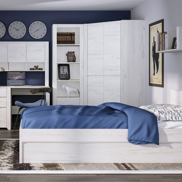 Fiji White Oak Corner Fitted Wardrobe