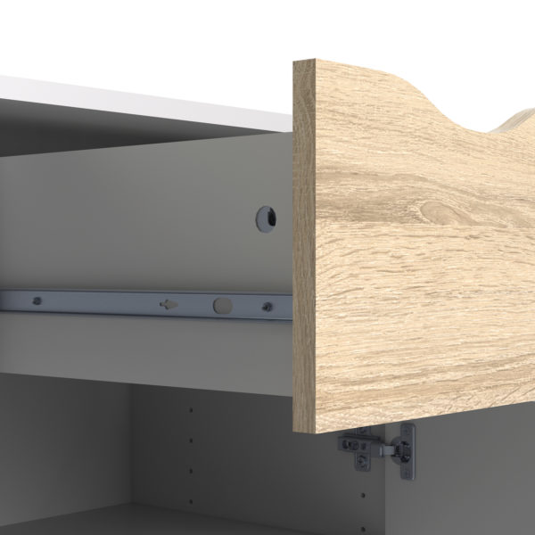 Oslo Small 1 Drawer 2 Door Sideboard | White and Oak | Self Assembly