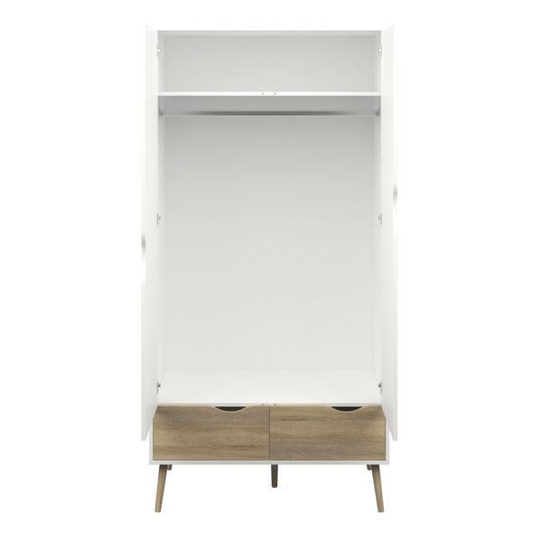 Oslo 2 Door 2 Drawer Wardrobe | White and Oak