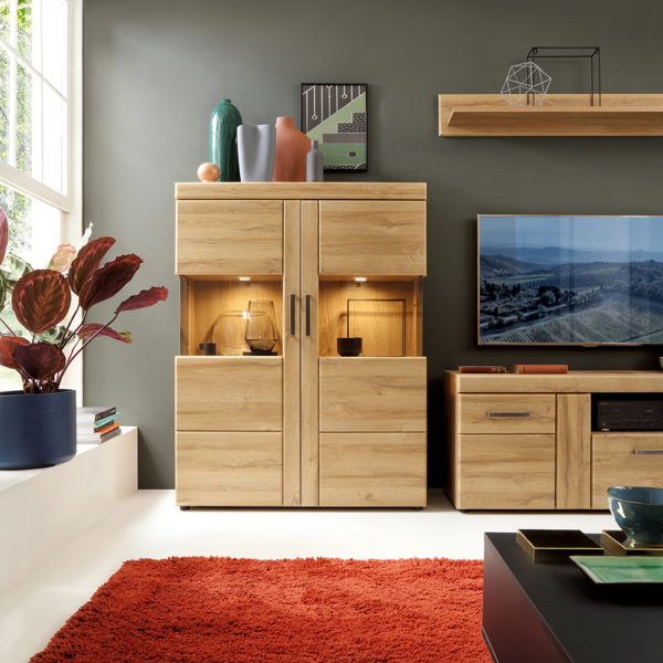 Newquay Low Wide 2 Door Display Cabinet | Self Assembly