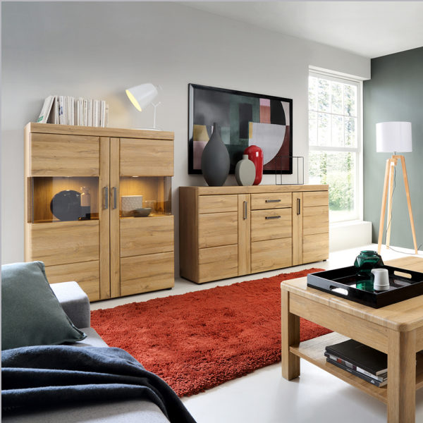Newquay Low Wide 2 Door Display Cabinet | Self Assembly