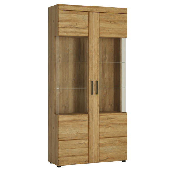 Newquay Tall Wide 2 Door Glazed Display Cabinet | Self Assembly