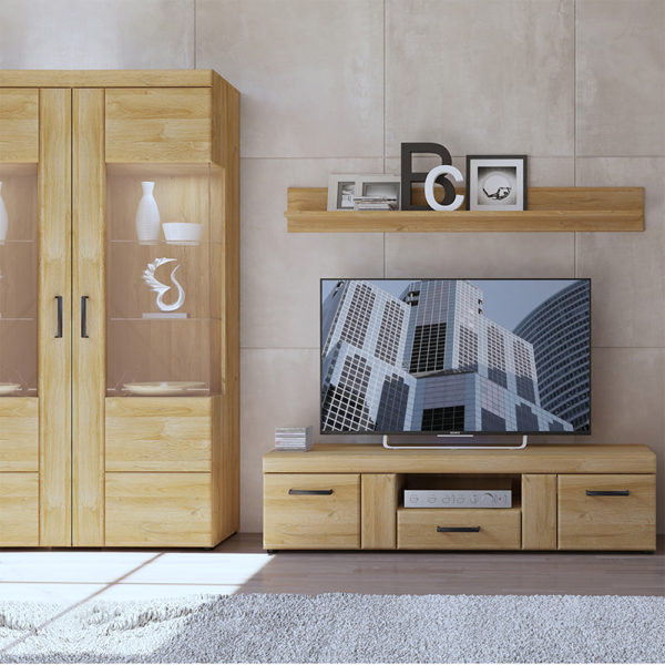 Newquay Tall Wide 2 Door Glazed Display Cabinet | Self Assembly
