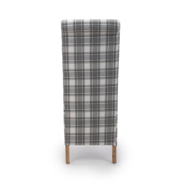 Krista Roll Back Herringbone Check Cappuccino Dining Chair Grey