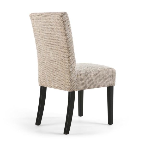 Moseley Stitched Waffle Back Tweed Oatmeal Dining Chair with Black Legs