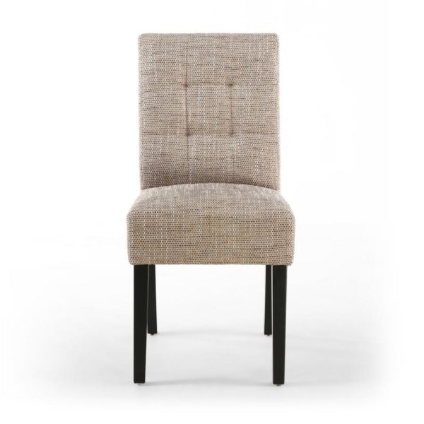 Moseley Stitched Waffle Back Tweed Oatmeal Dining Chair with Black Legs