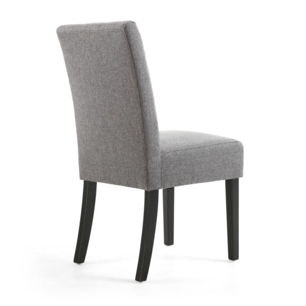Moseley Stitched Waffle Back Linen Effect Steel Grey Dining Chair with Black Legs