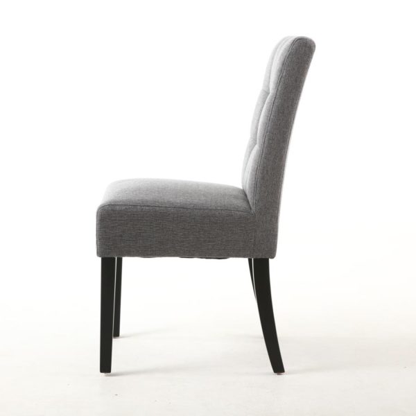Moseley Stitched Waffle Back Linen Effect Steel Grey Dining Chair with Black Legs
