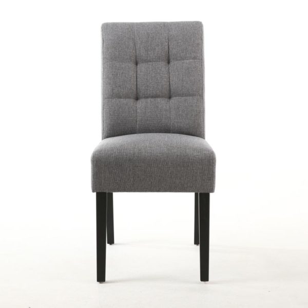 Moseley Stitched Waffle Back Linen Effect Steel Grey Dining Chair with Black Legs