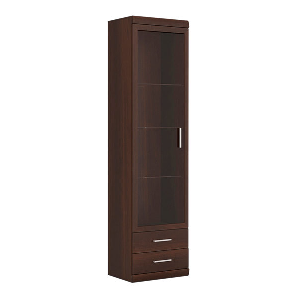 Belize Tall Glazed 1 Door 2 Drawer Narrow Display Cabinet | Self Assembly