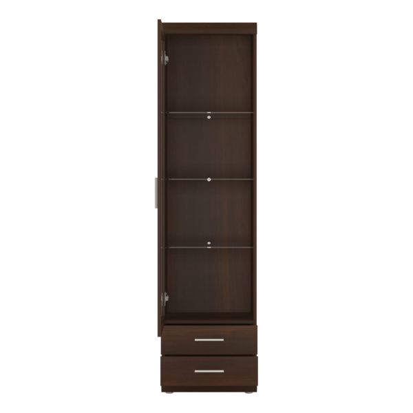 Belize Tall Glazed 1 Door 2 Drawer Narrow Display Cabinet | Self Assembly