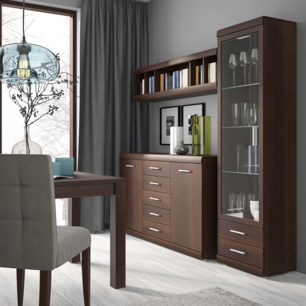 Belize Tall Glazed 1 Door 2 Drawer Narrow Display Cabinet | Self Assembly