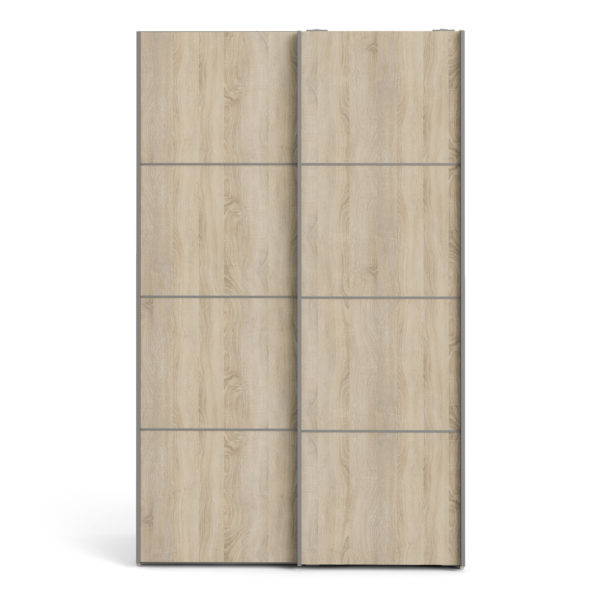 Venice Wardrobe Collection Sliding Wardrobe 120cm in White with Oak Doors with 5 Shelves