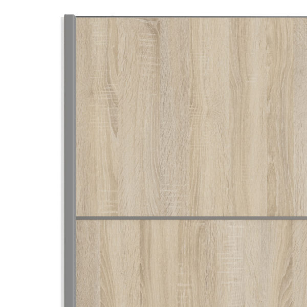 Venice Wardrobe Collection Sliding Wardrobe 120cm in White with Oak Doors with 5 Shelves