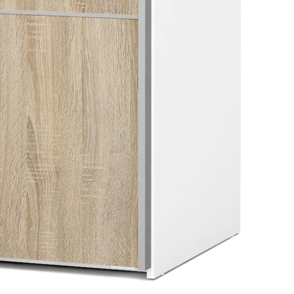 Venice Wardrobe Collection Sliding Wardrobe 120cm in White with Oak Doors with 5 Shelves