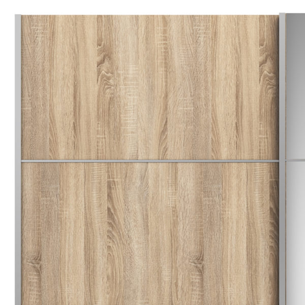 Venice Wardrobe Collection Sliding Wardrobe 180cm in White with Oak and Mirror Doors with 2 Shelves