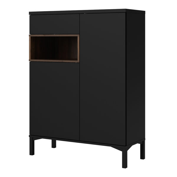 Paphos Sideboard 2 Drawers 1 Door in Black and Walnut | Self Assembly