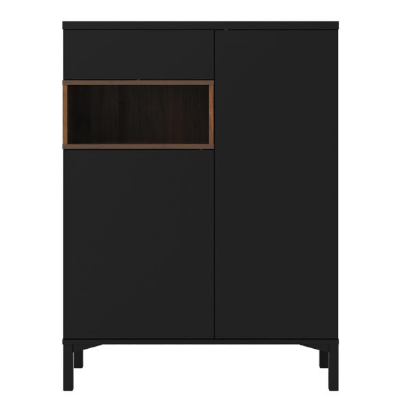 Paphos Sideboard 2 Drawers 1 Door in Black and Walnut | Self Assembly