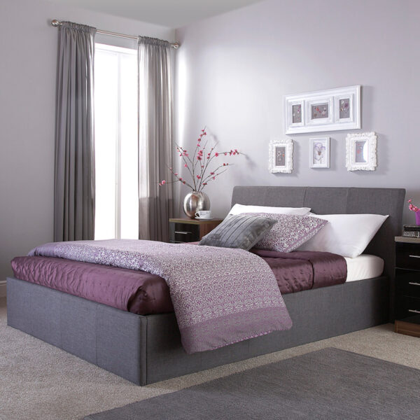 Baltimore King Size Ottoman Bed | Grey Fabric