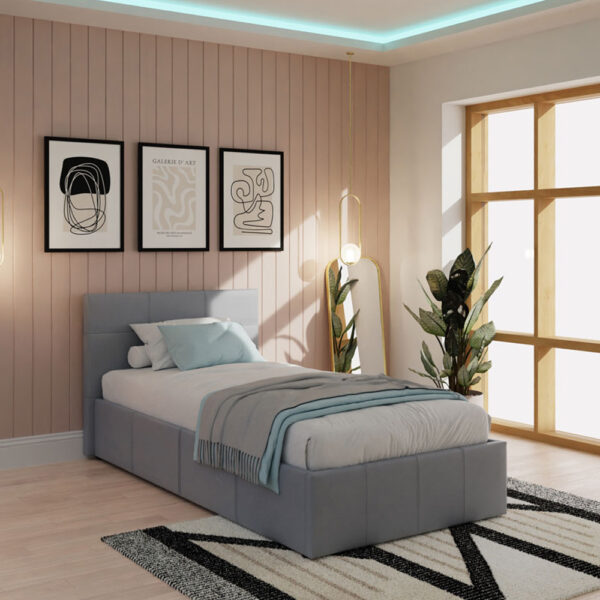 Marikina End Lift Ottoman Single Bed | Grey PU