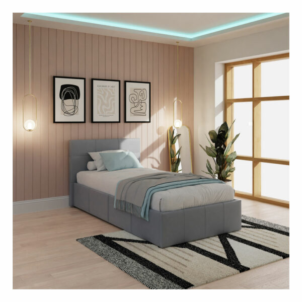 Marikina Side Lift Ottoman Single Bed | Grey