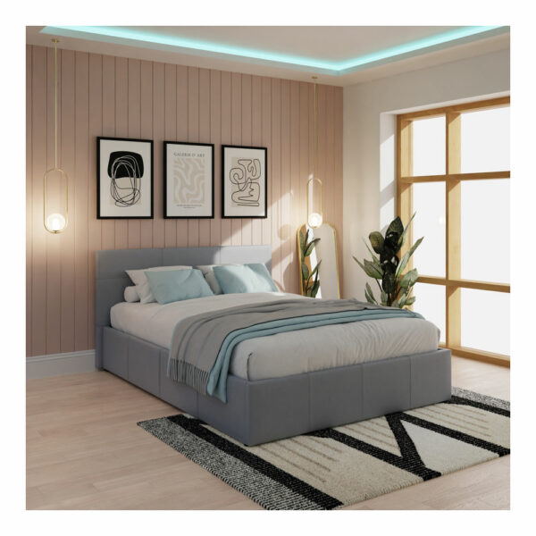 Marikina Side Lift King Size Ottoman Bed  | Grey PU