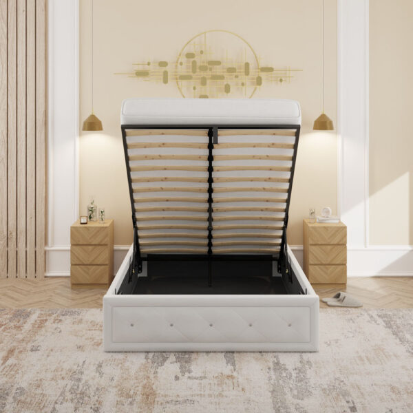Kigali King Size Ottoman Bed | Gas Lift | White