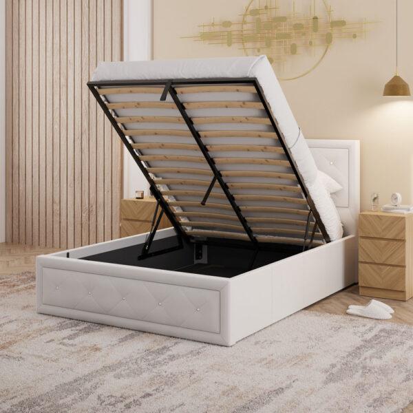 Kigali King Size Ottoman Bed | Gas Lift | White
